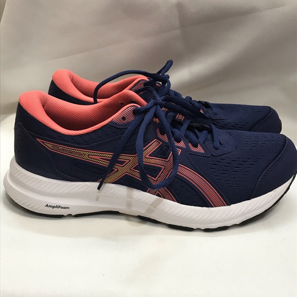 ASICS Women's GEL CONTEND 8 Running Shoes Sneakers Size 8.5 BLUE/CORAL